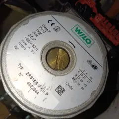 Pompa Wilo, model ZRS15/6-3 KUP, z oznaczeniami technicznymi: PN10, IP44, ~230V-50Hz, 12W24.