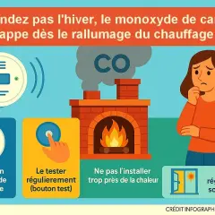 Installer un détecteur de monoxyde de carbone, le tester et aérer son logement pour éviter le danger.