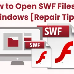 Learn how to open SWF files on Windows. This image shows SWF file icons and a computer screen, illustrating what is an SWF file and how to access it.