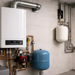 Nowoczesny piec gazowy z osprzętem. Zastanawiasz się, ile kosztuje piec gazowy? Taki system to inwestycja w komfort.
