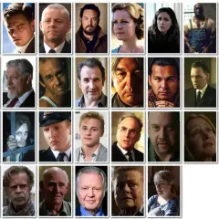 Portrety aktorów z filmu "Zielona Mila" i innych produkcji. Wśród nich Tom Hanks, Leonardo DiCaprio, Michael Clarke Duncan.