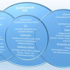 Diagramm zeigt die "Sozialökonomische Brille" mit drei sich überschneidenden Kreisen: Ökonomische Naturwissenschaften, Gesellschaftswissenschaften und Kulturwissenschaften. Paul Natorp hätte dies sicher interessant gefunden.