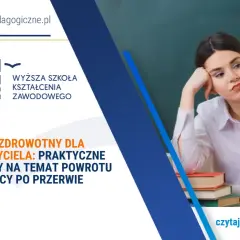 Zmęczona nauczycielka opiera głowę na ręce, siedząc przy biurku z książkami.