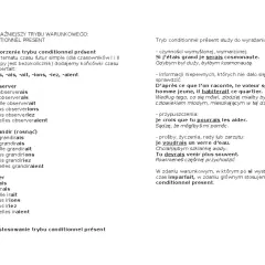 Fragment tekstu po francusku i polsku o tworzeniu i zastosowaniu trybu warunkowego.