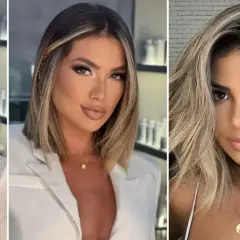 Tres mujeres con mechas woodlights, un estilo de cabello que ilumina el rostro con tonos cálidos y naturales.