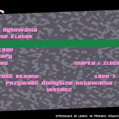 Menu ustawień GTA Vice City. Opcje takie jak napisy, szeroki ekran, rozdzielczość. Spolszczenie gry działa poprawnie.