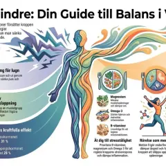 Grafik visar strategier för att minska kortisol, som djupandning, kost, motion och sömn, för att uppnå balans.