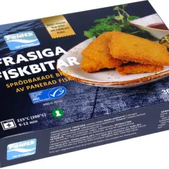 Frasiga, sprödbakade fiskbitar av panerad fisk från Feldt's. Perfekt för en snabb och god middag.
