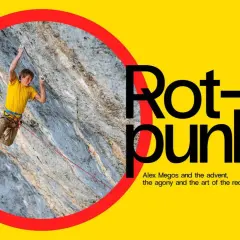 Kletterer Alex Megos im roten Punkt. Die Kunst des Rotpunktkletterns, die Anstrengung und der Triumph.