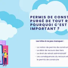 Illustration d'un chantier avec un ouvrier consultant un permis de construire purgé, expliquant son importance.