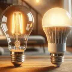 Dwie żarówki: tradycyjna z widocznym żarnikiem i nowoczesna LED. Czy 20W LED to dużo?