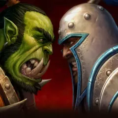 Zacięta konfrontacja orka i człowieka, ikoniczna dla Warcraft: Orcs & Humans.