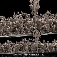 Horda orków z Avatars of War, gotowa do walki. Te figurki to prawdziwi "avatars of war", każdy z własną bronią i tarczą.
