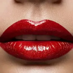 Labios rojos brillantes, como cerezas jugosas, listos para un beso seductor.