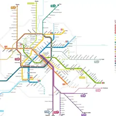 Mappa della metro di Roma: la fermata metro Marconi è indicata sulla linea MD, vicino a EUR Agricoltura.