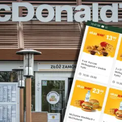 Na ekranie telefonu widać promocje McDonald's. Zastanawiasz się, ile kosztuje duża cola w Mc? Na razie widzimy zestawy z McNuggetsami i burgerami.