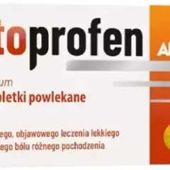 Opakowanie leku Ketoprofenum 50 mg, tabletki powlekane, 20 sztuk. Pomaga na ból.