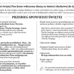 Tekst instrukcji do spowiedzi przedślubnej. Zawiera modlitwy i pytania do spowiadającego się.