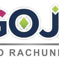 Logo "GOJA BIURO RACHUNKOWE" z kolorowymi literami i zielonym rombem.
