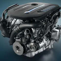 Silnik BMW B58, potężna jednostka napędowa z turbodoładowaniem, gotowa do pracy.