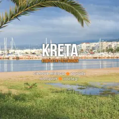 Port z palmą i żaglówkami. Kreta pogoda październik zachęca do zwiedzania ciekawych miejsc i planowania noclegów.