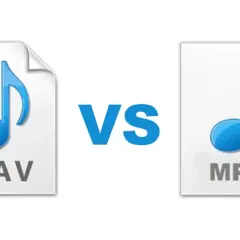 WAV vs MP3: A visual comparison of audio file formats, highlighting the difference between lossless WAV and compressed MP3.