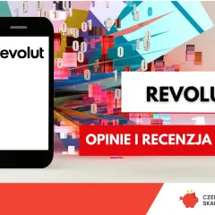 Dowiedz się, jak płacić Revolutem za granicą. Smartfon z logo Revolut i cyfrowym tłem. Opinie i recenzja.