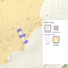 Granice obszarów Natura 2000 na geoportalu. Widok mapy z zaznaczoną działką i wymiarami.