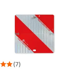 Gefaltete Parkwarntafel für Anhänger mit roten und weißen Diagonalstreifen, reflektierend.