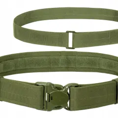 Pas Helikon Defender w kolorze oliwkowym, z solidną klamrą i rzepem. Idealny dla każdego, kto ceni sobie wytrzymałość i funkcjonalność.