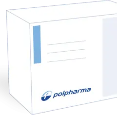 Białe opakowanie leku bioracef z logo Polpharma.