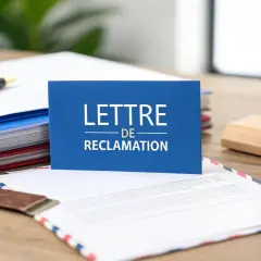 Une lettre de réclamation est prête à être envoyée, un exemple de plainte contre son bailleur, avec un stylo, des dossiers et un tampon sur un bureau en bois.
