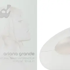 Pudełko i flakonik perfum Ariana Grande Mod Vanilla. Delikatny, waniliowy zapach w nowoczesnym opakowaniu.