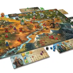 Fantasy-Brettspiel mit Drachen, Burgen und Spielfiguren. Ideal für kooperative Brettspiele Erwachsene, die Abenteuer lieben.