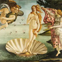 Narodziny Wenus, jedno z najsłynniejszych **sandro botticelli dzieła**. Wenus na muszli, wiatr i bogini wiosny.