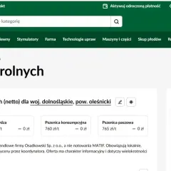 Osadkowski ceny skupu zbóż: rzepak, kukurydza, pszenica konsumpcyjna i paszowa (netto) dla woj. dolnośląskiego, pow. oleśnickiego.