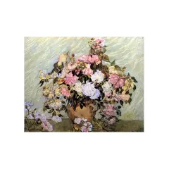 Martwa natura van Gogha: bukiet róż w wazonie, pełen pastelowych barw i dynamicznych pociągnięć pędzla.