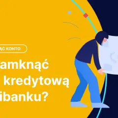 Ilustracja osoby zamykającej kartę kredytową z czerwonym krzyżykiem.