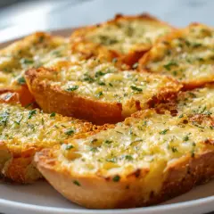 Chrupiące grzanki z airfryer, posypane serem i natką pietruszki, wyglądają apetycznie.