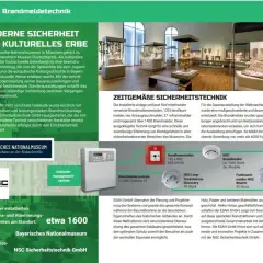 Bayerisches Nationalmuseum mit moderner Brandmeldetechnik von NSC. Über 1400 Komponenten sichern wertvolle Exponate. vds 2095.