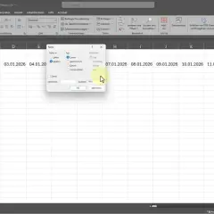 Excel mostra il riempimento automatico di date, con opzioni per serie, tipo e unità di tempo.