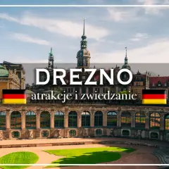 Barokowy pałac Zwinger w Dreźnie, z widocznymi wieżami i niemiecką flagą. Odkryj atrakcje i zwiedzanie Drezna i okolic.