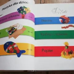 Książka praca plastyczna dla dzieci: tworzywa sztuczne, tektura, plastelina, tkaniny, rośliny i nasiona, papier.