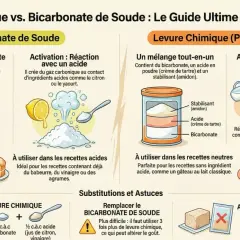 Le bicarbonate de soude est une base qui réagit avec un acide. La levure chimique est un mélange tout-en-un.