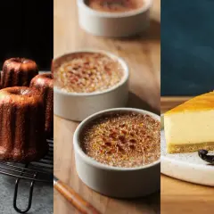 Canelés, crème brûlée et tarte au flan, des délices gourmands qui mettent en valeur la richesse de la recette jaune d'oeuf.