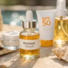 Letnia pielęgnacja: serum z retinolem, krem z filtrem SPF 50 i mgiełka. Czy retinol można stosować latem? Tak, z ochroną przeciwsłoneczną!