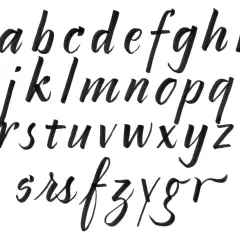 El abecedario en cursiva, un ejemplo de art lettering con trazos fluidos y elegantes.