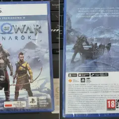 Okładka gry God of War Ragnarök na PS5 z polskim dubbingiem. Kratos i Atreus gotowi na przygodę.
