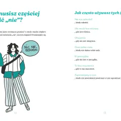 Ilustracja przedstawia osobę z dymkiem „Nic nie szkodzi”. Tekst obok pyta, czy często używasz tych fraz, gdy coś się nie met.
