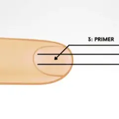 Schemat aplikacji produktów do paznokci: cleaner, dehydrator, primer.